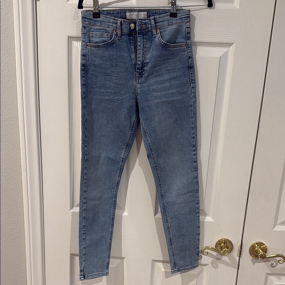 Topshop Distressed Jamie Skinny Blue Jeans